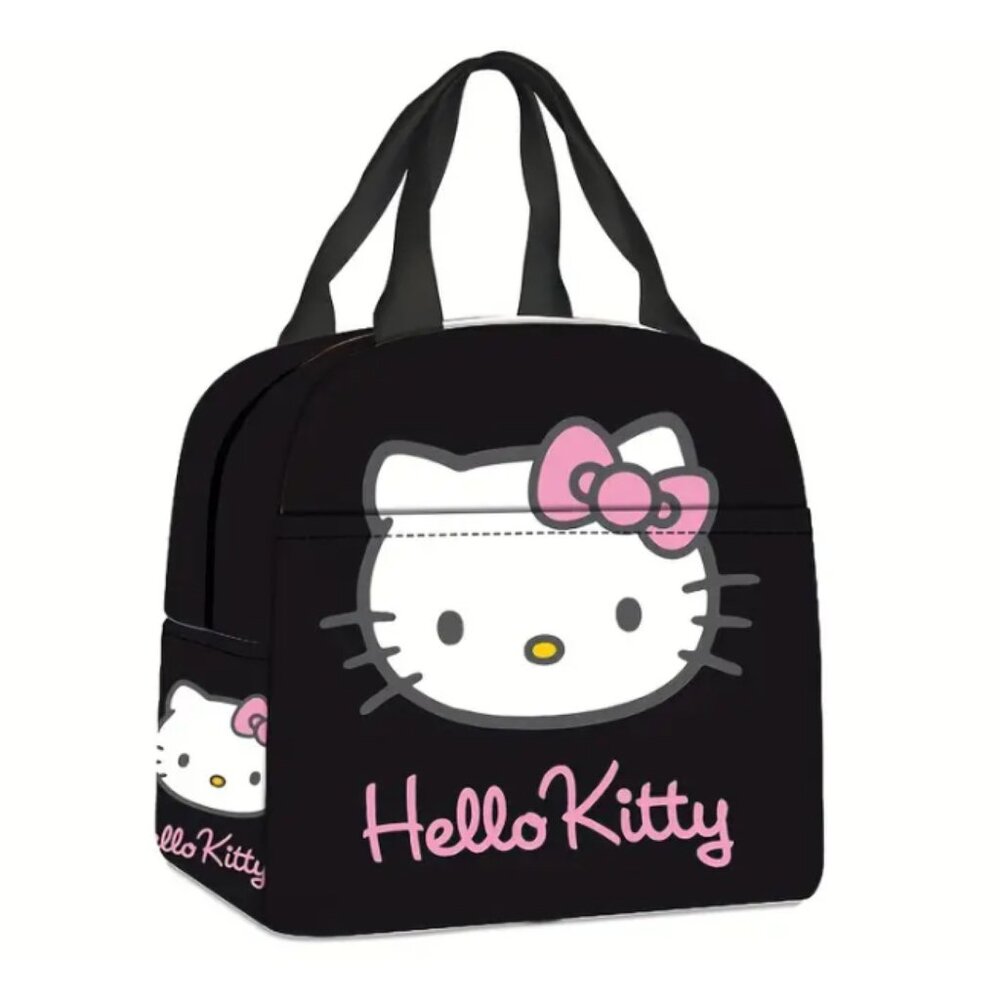 Hello Kitty Black Tote Bag Cute Anime Style Handbag Travel & Picnic Bag